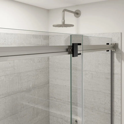 Duel Alto 44-47 X 78 in. 8mm Bypass Shower Door for Alcove Installation with GlassShield® glass in Brushed Nickel & Matte Black - Plumbing Market