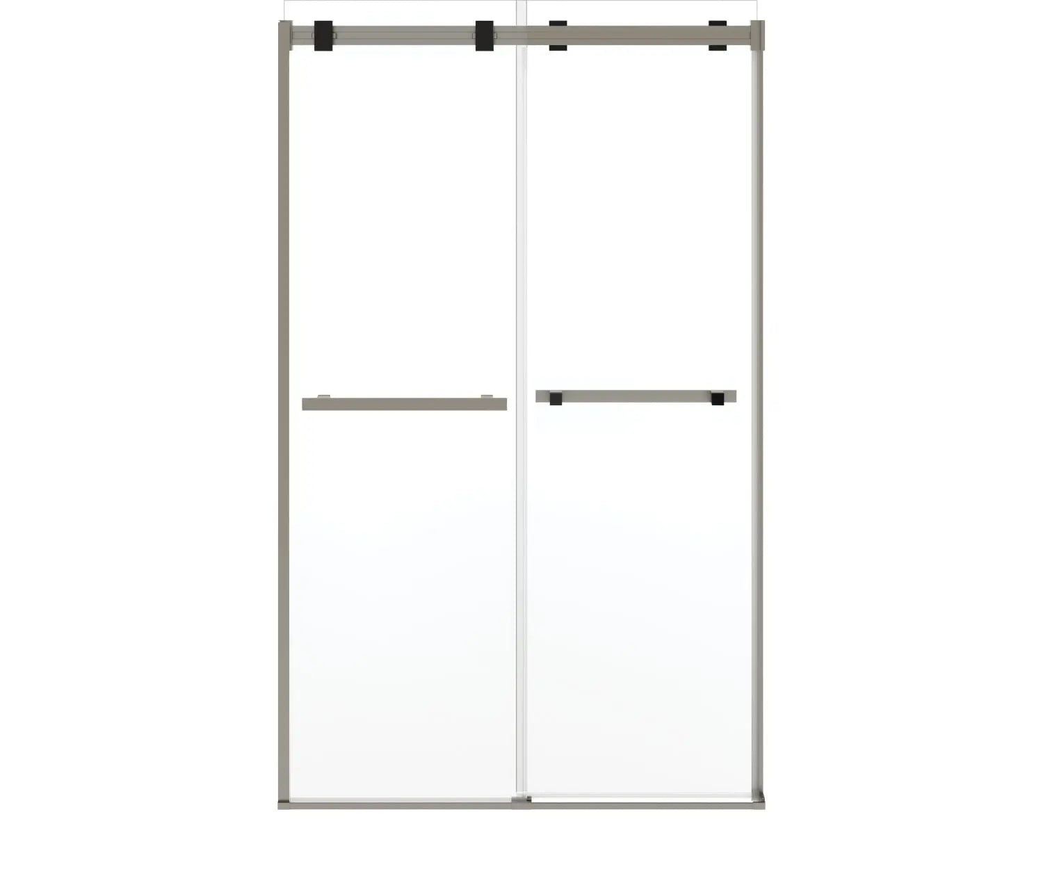Duel Alto 44-47 X 78 in. 8mm Bypass Shower Door for Alcove Installation with GlassShield® glass in Brushed Nickel & Matte Black - Plumbing Market