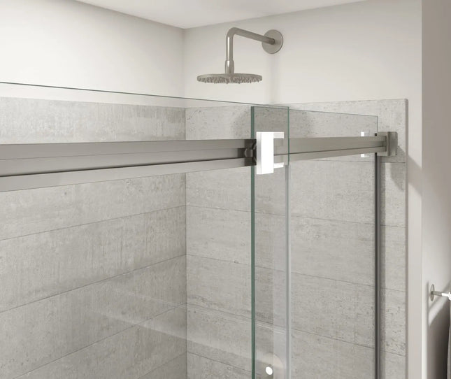 Duel Alto 44-47 X 78 in. 8mm Bypass Shower Door for Alcove Installation with GlassShield® glass in Brushed Nickel & Matte White - Plumbing Market