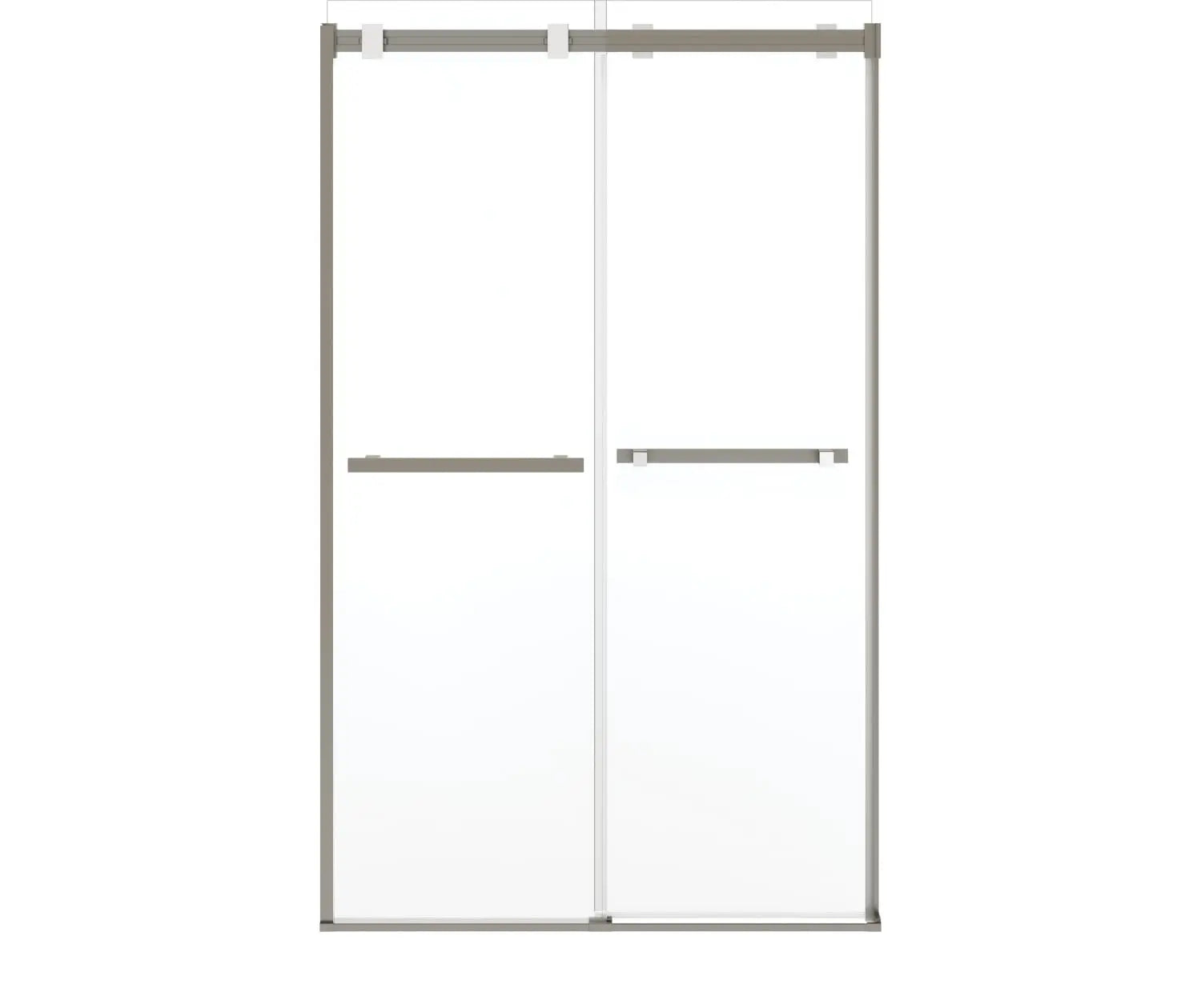 Duel Alto 44-47 X 78 in. 8mm Bypass Shower Door for Alcove Installation with GlassShield® glass in Brushed Nickel & Matte White - Plumbing Market