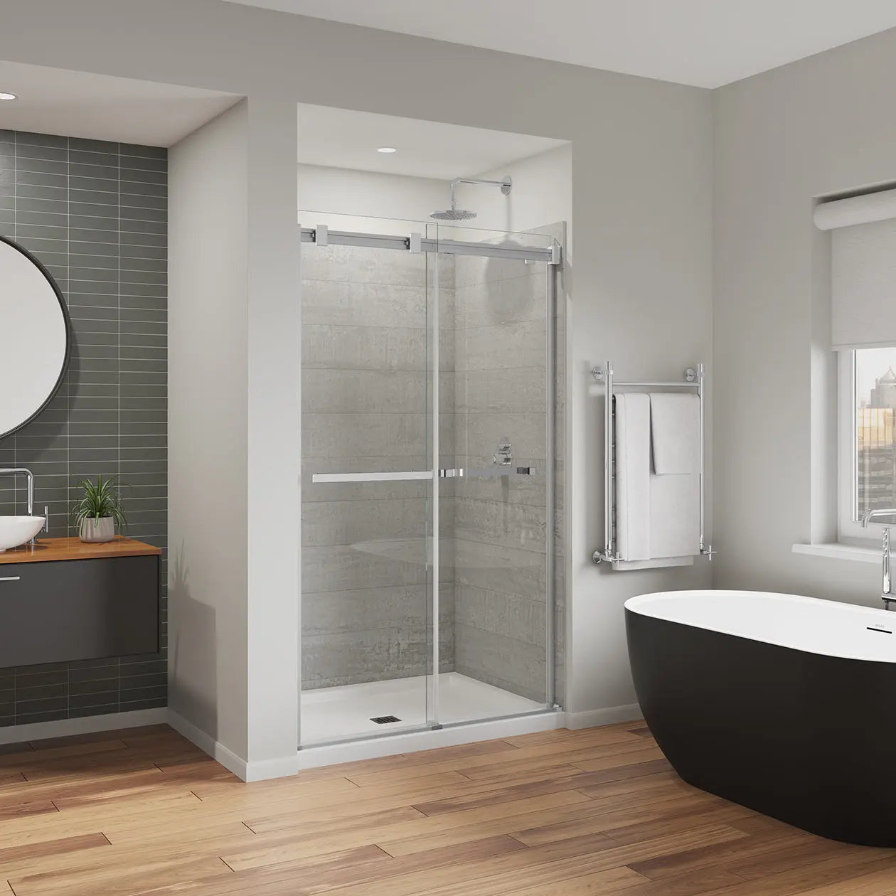 Duel Alto 44-47 X 78 in. 8mm Bypass Shower Door for Alcove Installation with GlassShield® glass in Chrome - Plumbing Market