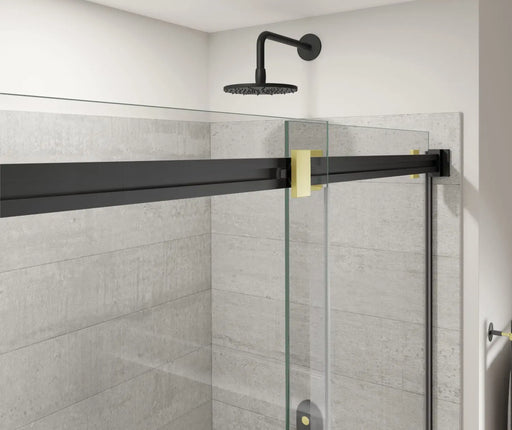 Duel Alto 44-47 X 78 in. 8mm Bypass Shower Door for Alcove Installation with GlassShield® glass in Matte Black & Brushed Gold - Plumbing Market
