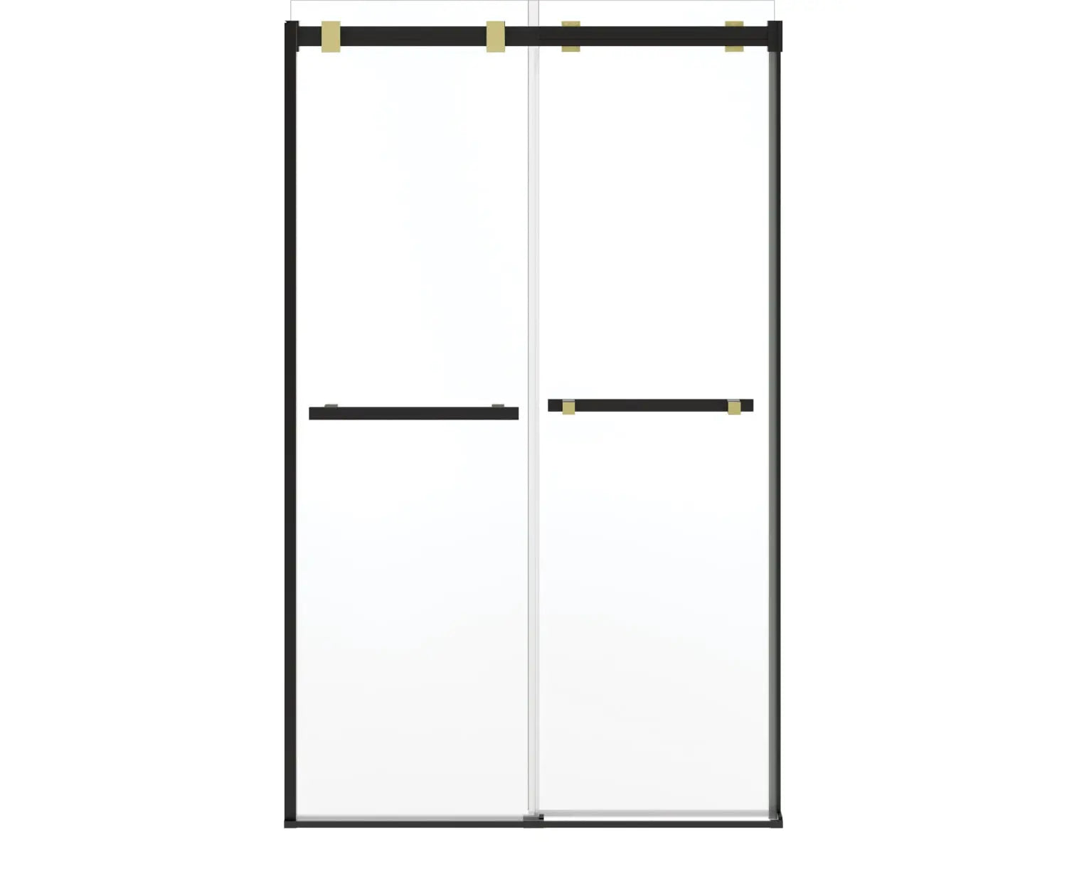 Duel Alto 44-47 X 78 in. 8mm Bypass Shower Door for Alcove Installation with GlassShield® glass in Matte Black & Brushed Gold - Plumbing Market