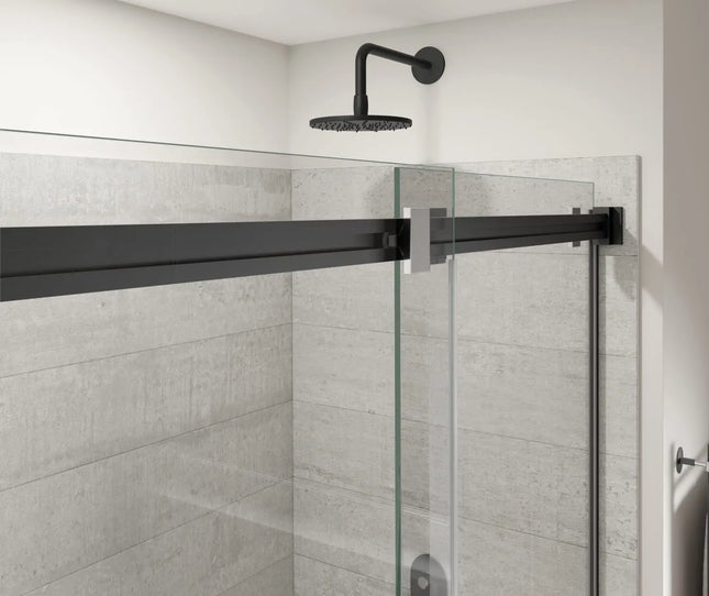 Duel Alto 44-47 X 78 in. 8mm Bypass Shower Door for Alcove Installation with GlassShield® glass in Matte Black & Chrome - Plumbing Market