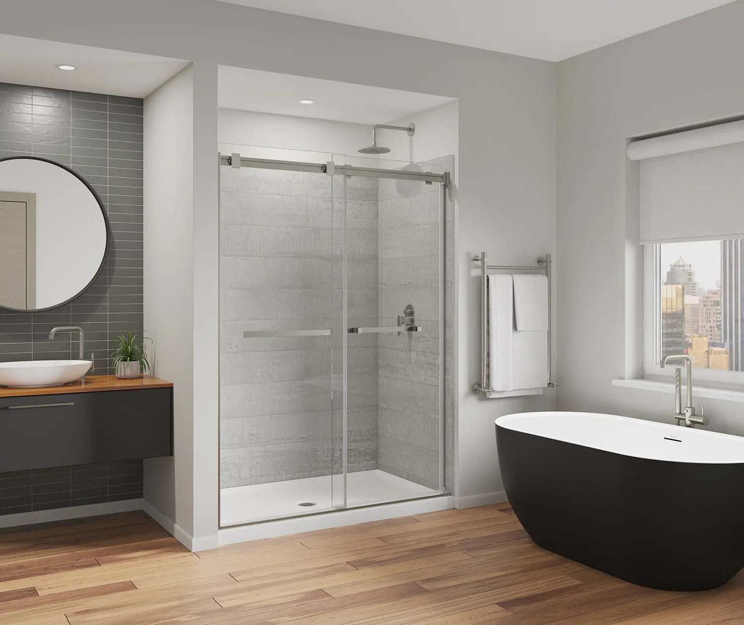 Duel Alto 56-59 X 78 in. 8mm Bypass Shower Door for Alcove Installation with GlassShield® glass in Brushed Nickel - Plumbing Market