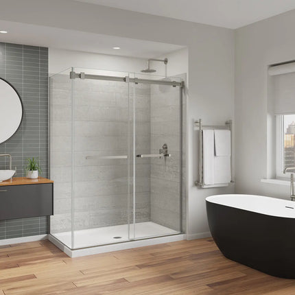 Duel Alto 56-59 X 78 in. 8mm Bypass Shower Door for Alcove Installation with GlassShield® glass in Brushed Nickel - Plumbing Market