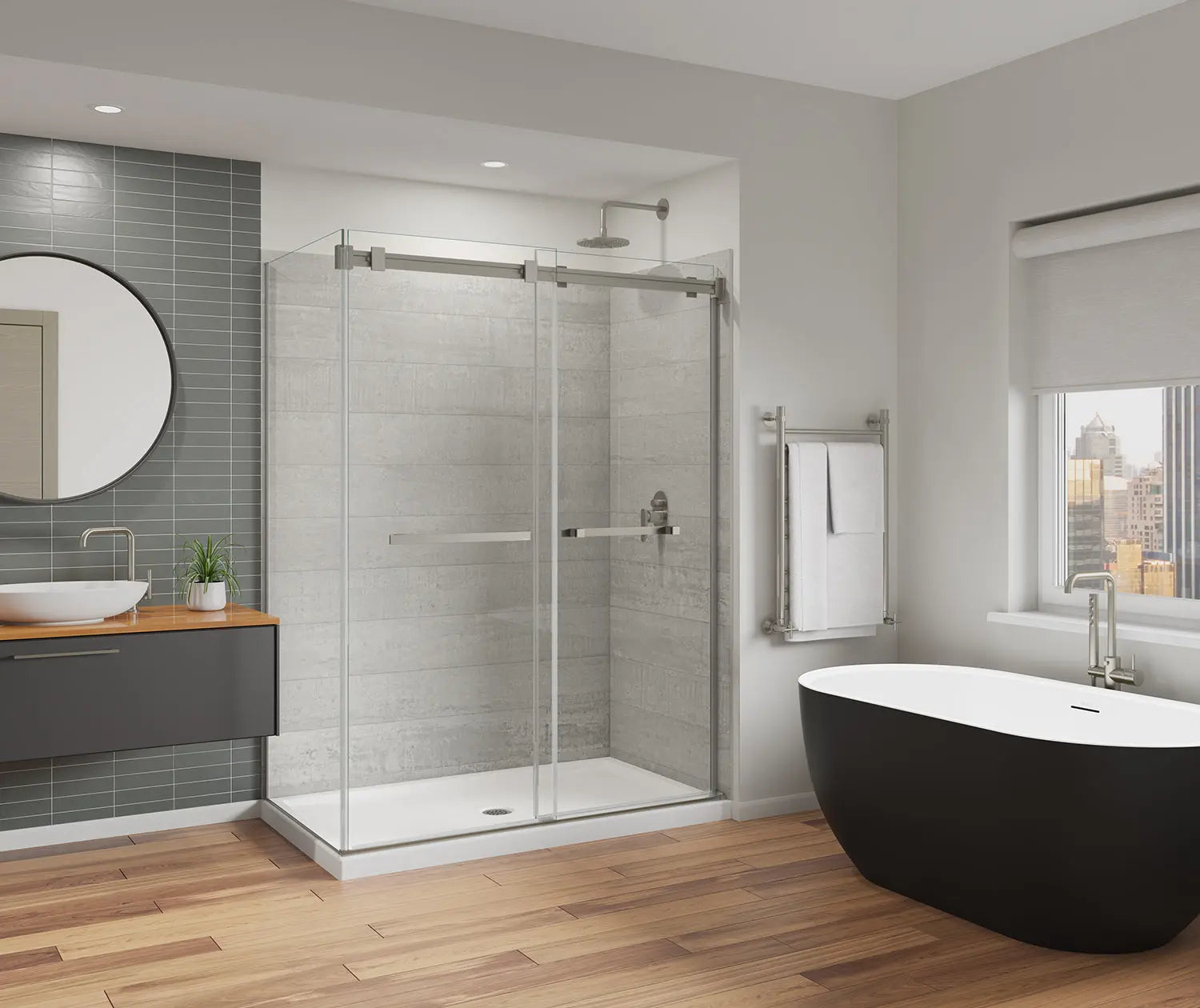 Duel Alto 56-59 X 78 in. 8mm Bypass Shower Door for Alcove Installation with GlassShield® glass in Brushed Nickel - Plumbing Market