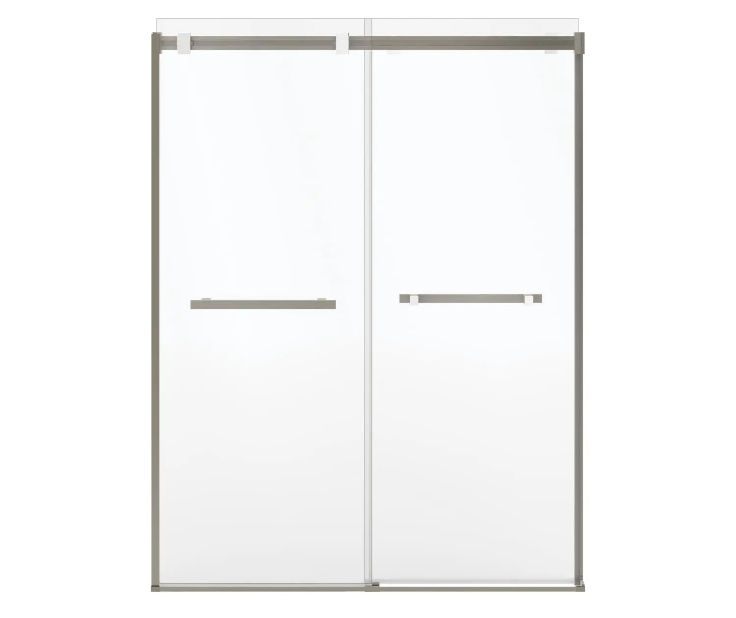 Duel Alto 56-59 X 78 in. 8mm Bypass Shower Door for Alcove Installation with GlassShield® glass in Brushed Nickel & Matte White - Plumbing Market
