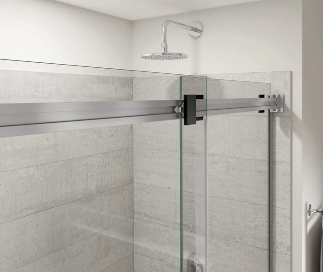 Duel Alto 56-59 X 78 in. 8mm Bypass Shower Door for Alcove Installation with GlassShield® glass in Chrome & Matte Black - Plumbing Market