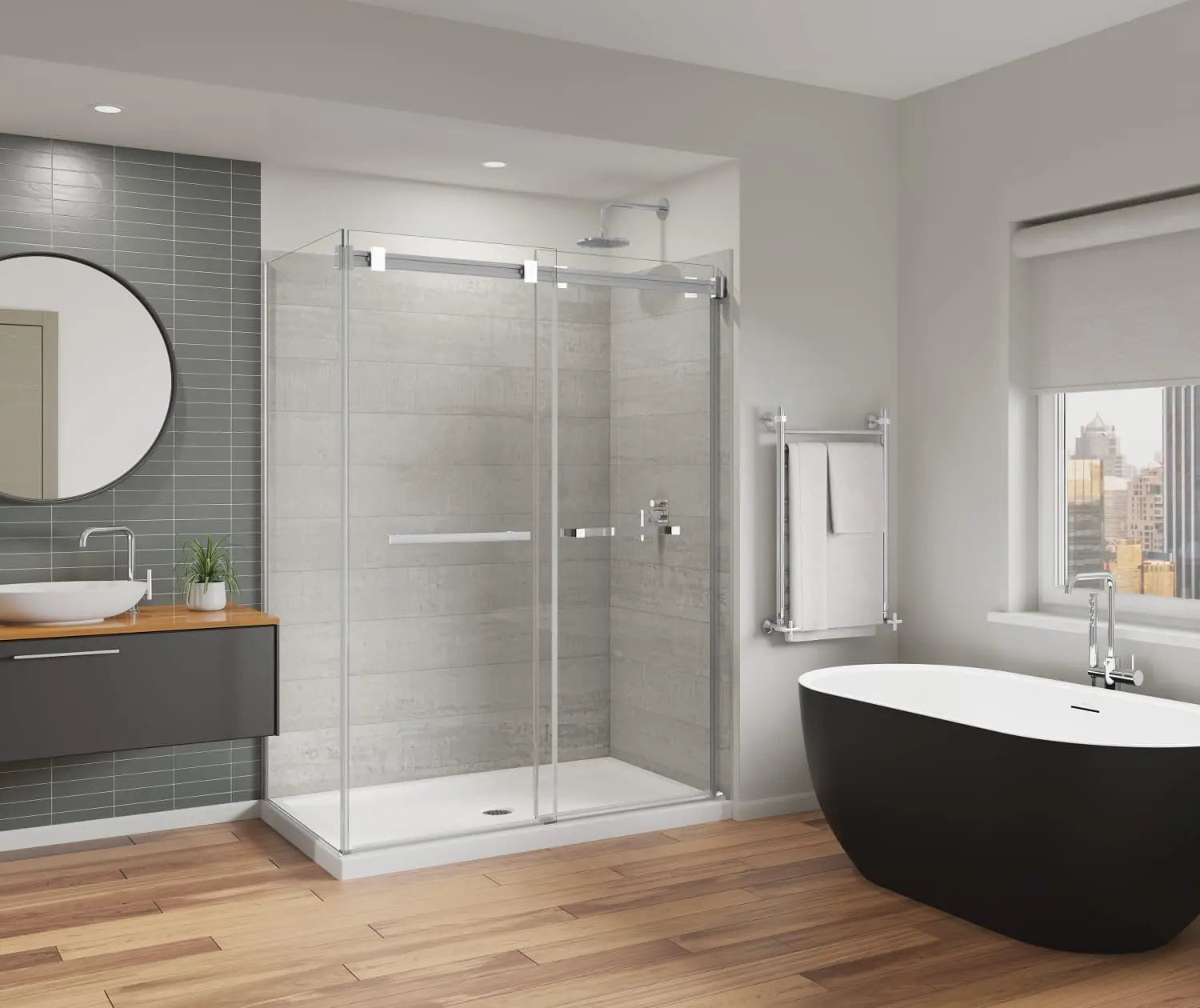 Duel Alto 56-59 X 78 in. 8mm Bypass Shower Door for Alcove Installation with GlassShield® glass in Chrome & Matte White - Plumbing Market