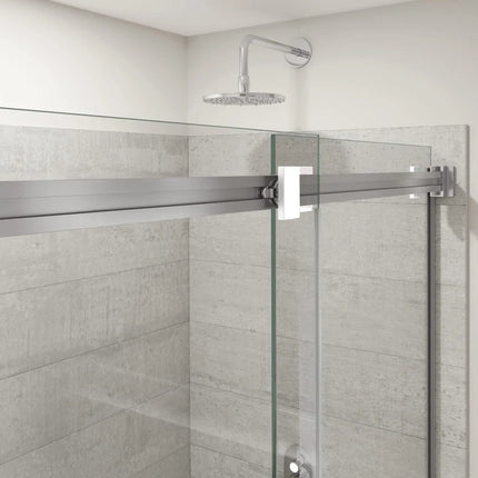 Duel Alto 56-59 X 78 in. 8mm Bypass Shower Door for Alcove Installation with GlassShield® glass in Chrome & Matte White - Plumbing Market
