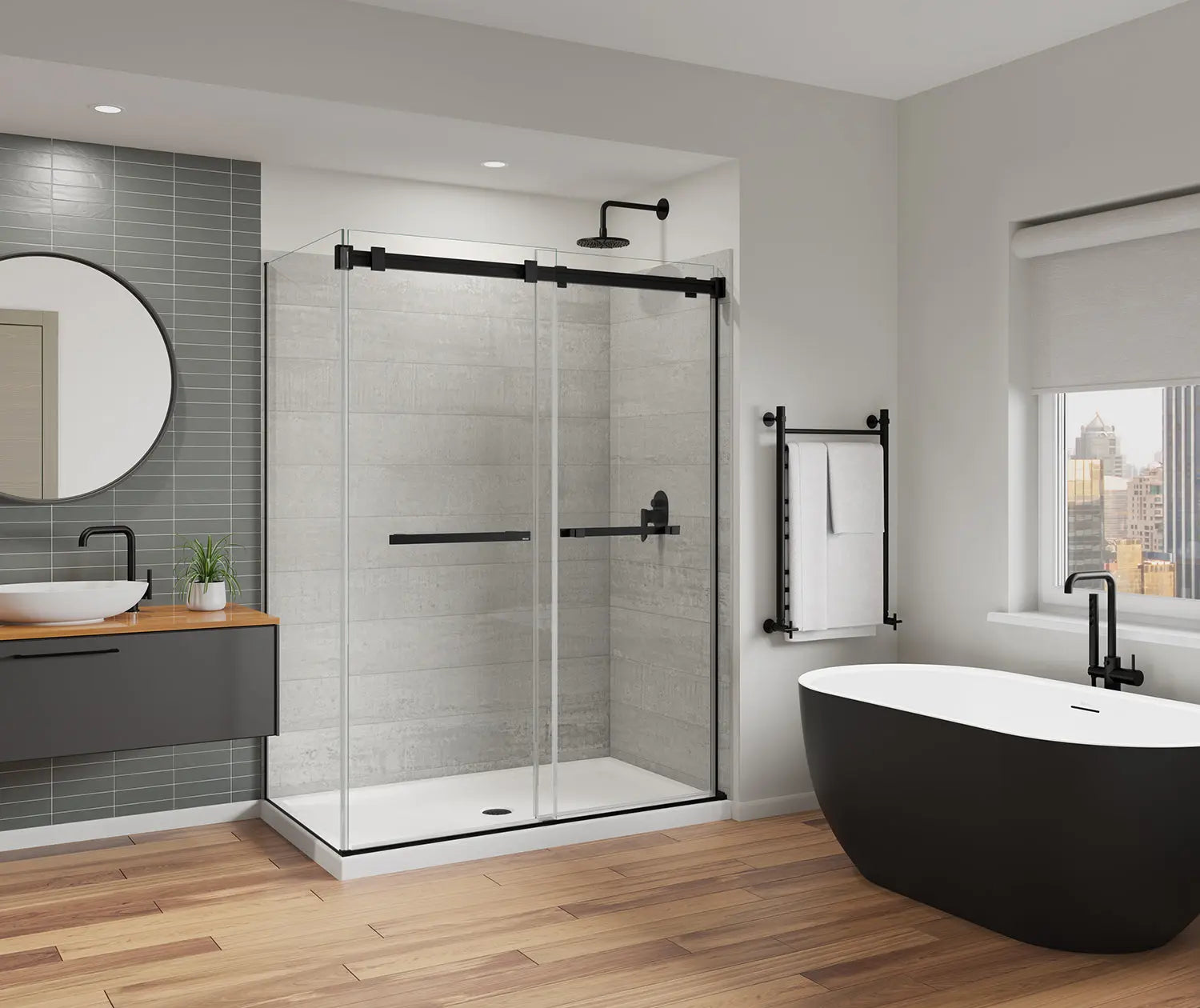 Duel Alto 56-59 X 78 in. 8mm Bypass Shower Door for Alcove Installation with GlassShield® glass in Matte Black - Plumbing Market