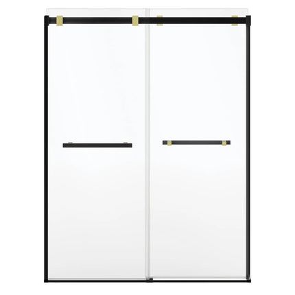 Duel Alto 56-59 X 78 in. 8mm Bypass Shower Door for Alcove Installation with GlassShield® glass in Matte Black & Brushed Gold - Plumbing Market
