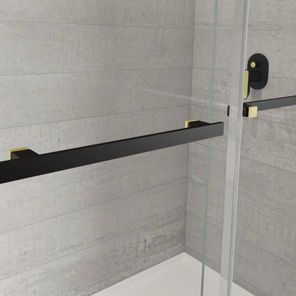 Duel Alto 56-59 X 78 in. 8mm Bypass Shower Door for Alcove Installation with GlassShield® glass in Matte Black & Brushed Gold - Plumbing Market