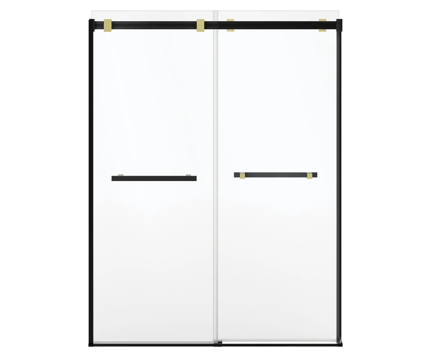 Duel Alto 56-59 X 78 in. 8mm Bypass Shower Door for Alcove Installation with GlassShield® glass in Matte Black & Brushed Gold - Plumbing Market