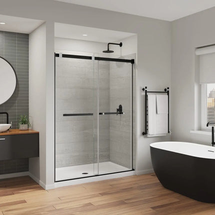 Duel Alto 56-59 X 78 in. 8mm Bypass Shower Door for Alcove Installation with GlassShield® glass in Matte Black & Chrome - Plumbing Market