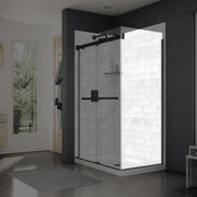 Duel and Inverto Return Panel for 32 in. Base with Clear glass in Matte Black - Plumbing Market