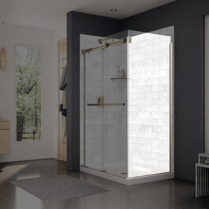 Duel and Inverto Return Panel for 34 in. Base with Clear glass in Brushed Nickel - Plumbing Market