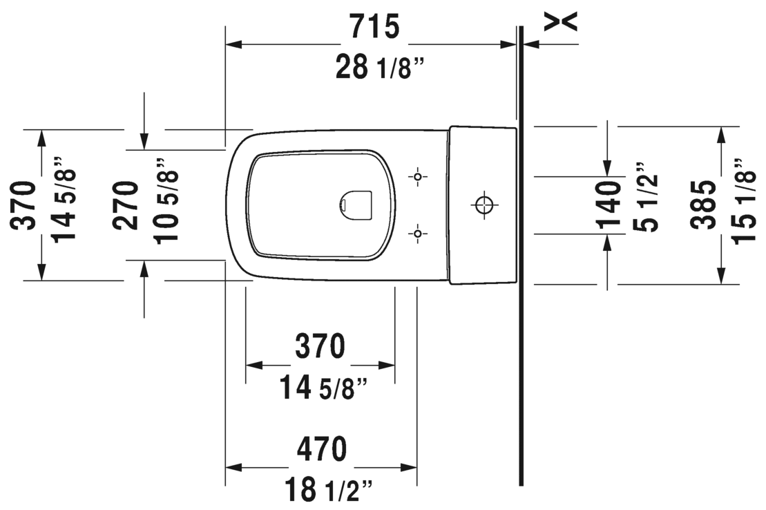 Duravit DuraStyle Elongated One Piece 1.28gpf Toilet Less Seat 2157010085 - Plumbing Market