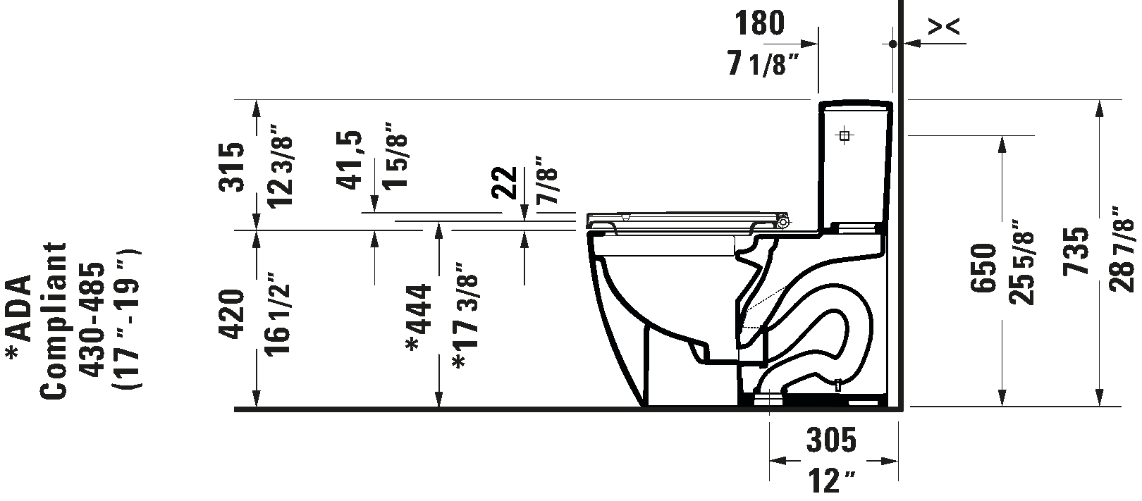 Duravit ME by Starck One Piece Elongated Toilet 1.28 GPF - Plumbing Market