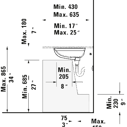 Duravit ME by Starck Undermount Bathroom Sink 035949 - Plumbing Market