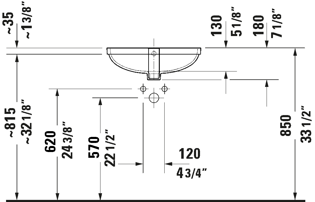 Duravit NO.1 Undermount Bathroom Sink 039549 - Plumbing Market