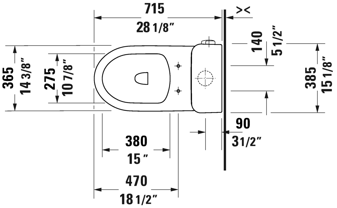 Duravit No.1 Elongated One Piece 1.28gpf toilet - 21950100U3 - Plumbing Market