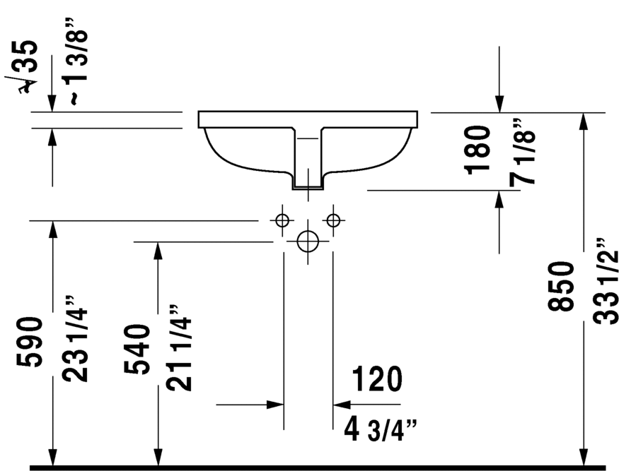 Duravit Starck 3 undermount lavatory w/overflow - 0305490017 - Plumbing Market