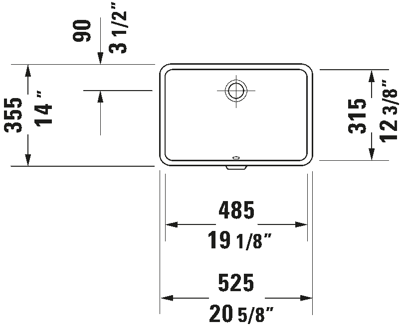 Duravit Vero 19 1/8" Rectangular Undermount Sink with Overflow 033048 - Plumbing Market