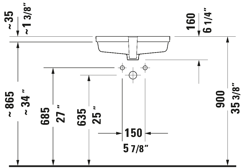 Duravit Vero 19 1/8" Rectangular Undermount Sink with Overflow 033048 - Plumbing Market