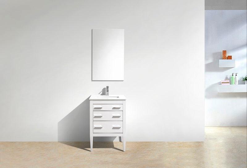 Kube Bath Eiffel 24'' High Gloss White Vanity W/ Quartz Counter Top - Gloss White (E24-GW) view 2