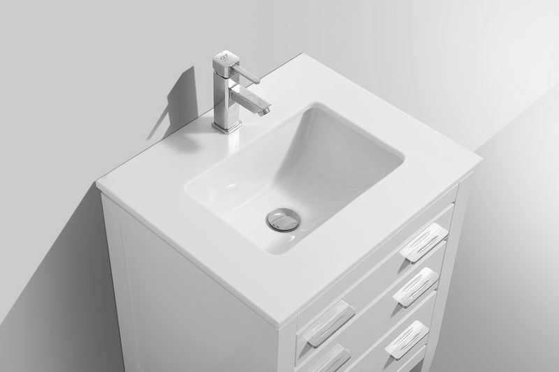 Kube Bath Eiffel 24'' High Gloss White Vanity W/ Quartz Counter Top - Gloss White (E24-GW) view 3