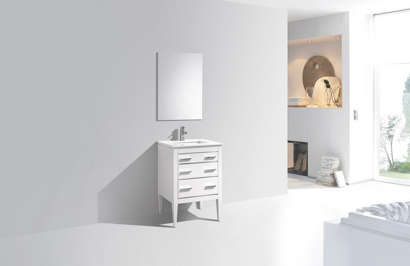 Kube Bath Eiffel 24'' High Gloss White Vanity W/ Quartz Counter Top - Gloss White (E24-GW) view 6