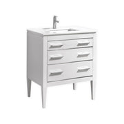 Kube Bath Eiffel 30'' High Gloss White Vanity W/ Quartz Counter Top - Gloss White (E30-GW)