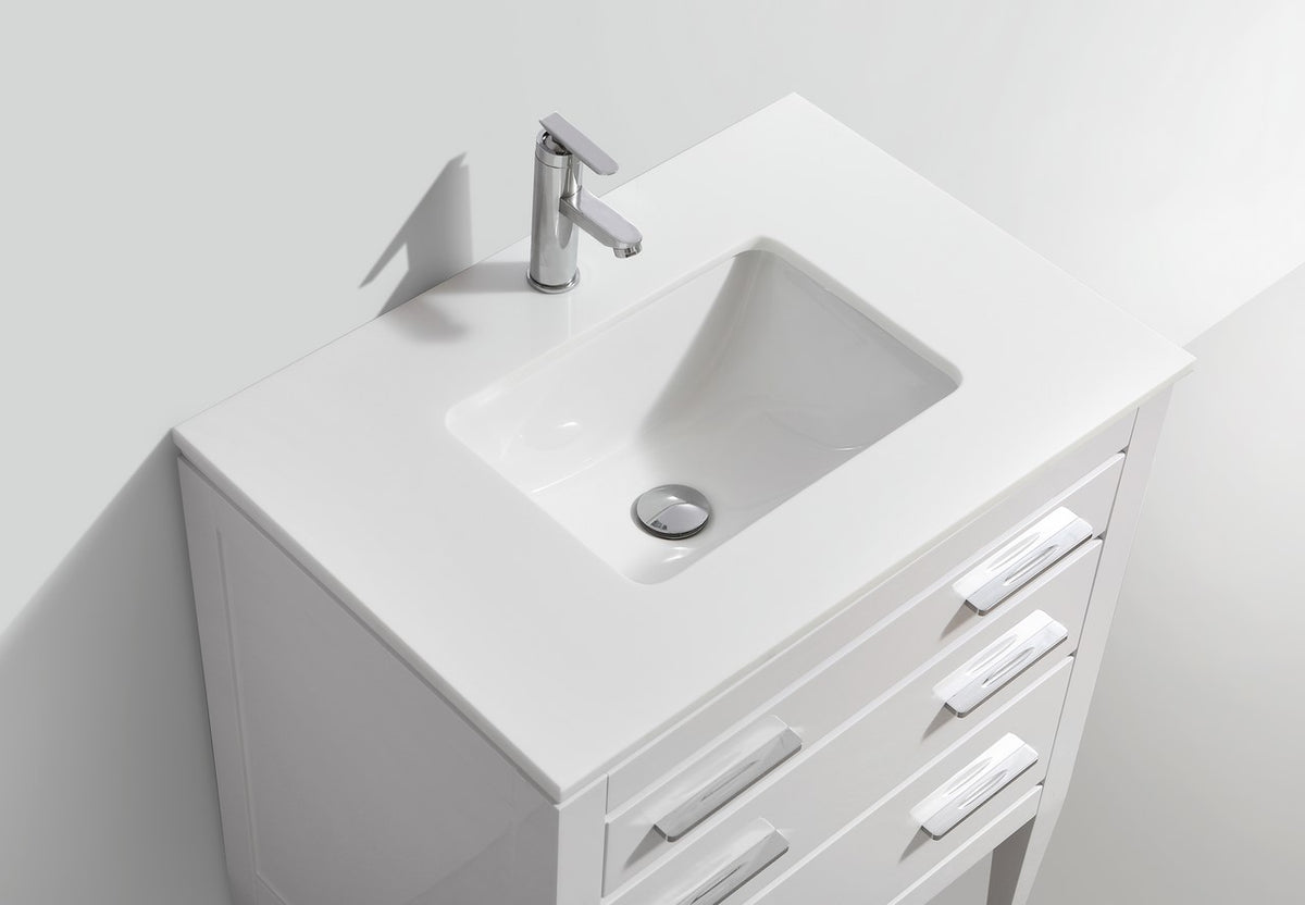 Kube Bath Eiffel 30'' High Gloss White Vanity W/ Quartz Counter Top - Gloss White (E30-GW) view 4