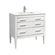 Kube Bath Eiffel 36'' High Gloss White Vanity W/ Quartz Counter Top - Gloss White (E36-GW)
