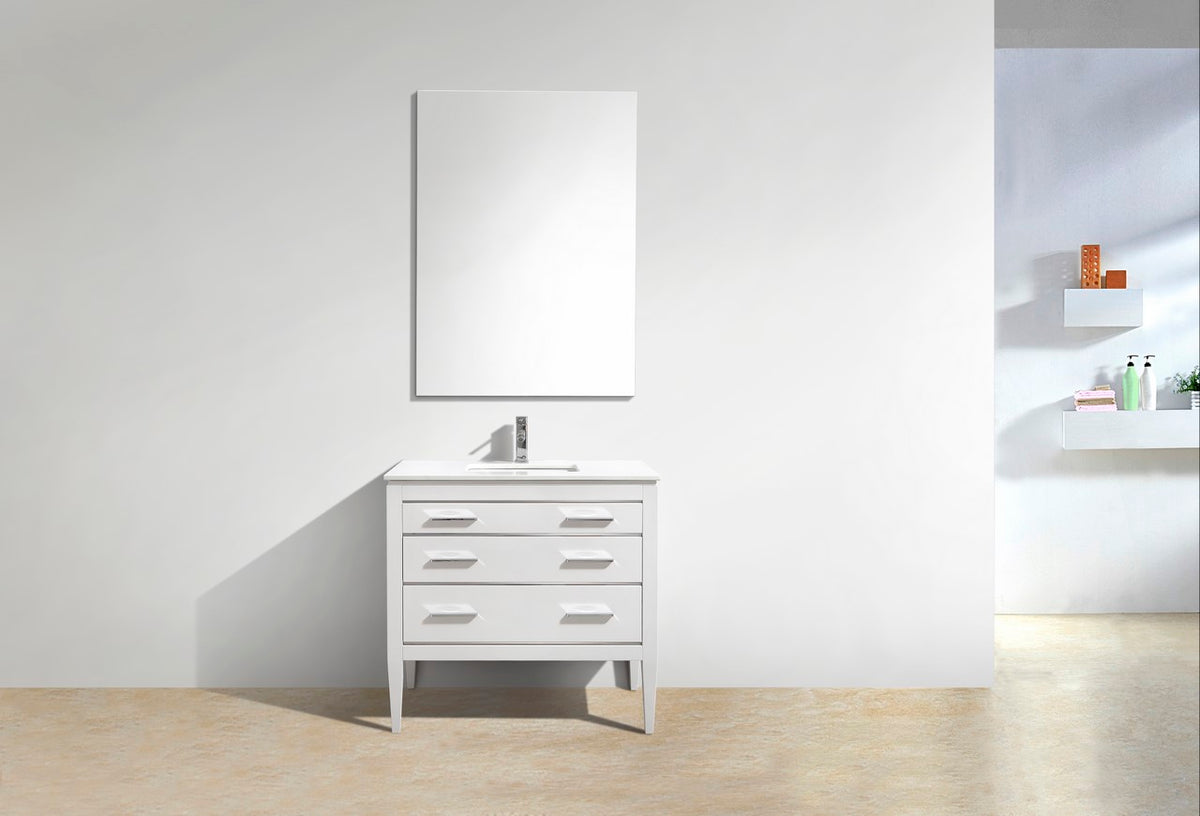 Kube Bath Eiffel 36'' High Gloss White Vanity W/ Quartz Counter Top - Gloss White (E36-GW) view 2