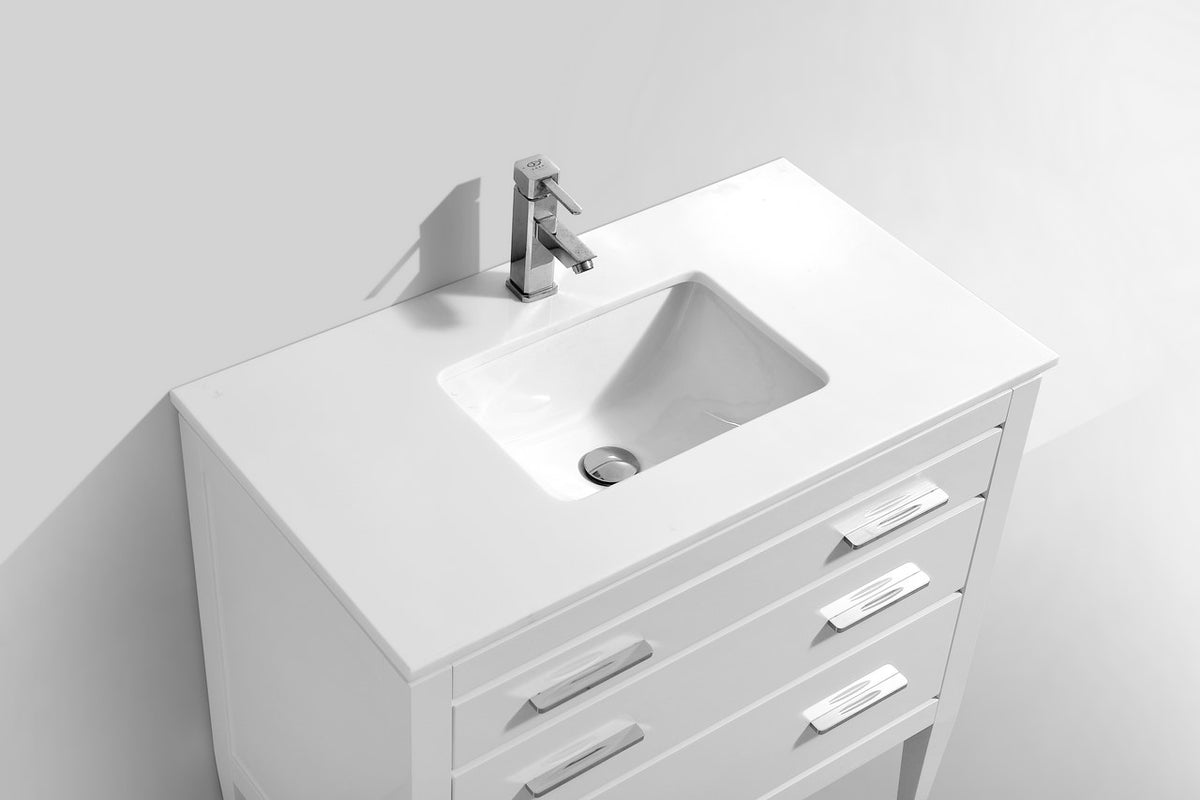 Kube Bath Eiffel 36'' High Gloss White Vanity W/ Quartz Counter Top - Gloss White (E36-GW) view 4