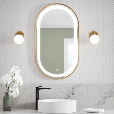 Kalia Effect 22 Inch Led Illuminated Bathroom Mirror Brushed Gold