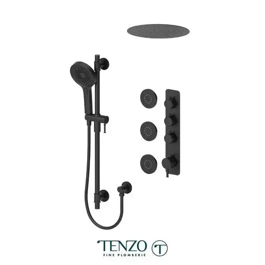 Tenzo Alyss Extenza Thermoastic 3 functions shower kit with Body Jets and 12Inch Ceiling Shower Head - ALYT43-601658