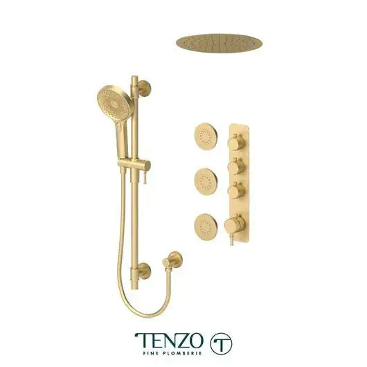 Tenzo Alyss Extenza Thermoastic 3 functions shower kit with Body Jets and 12Inch Ceiling Shower Head - ALYT43-601658