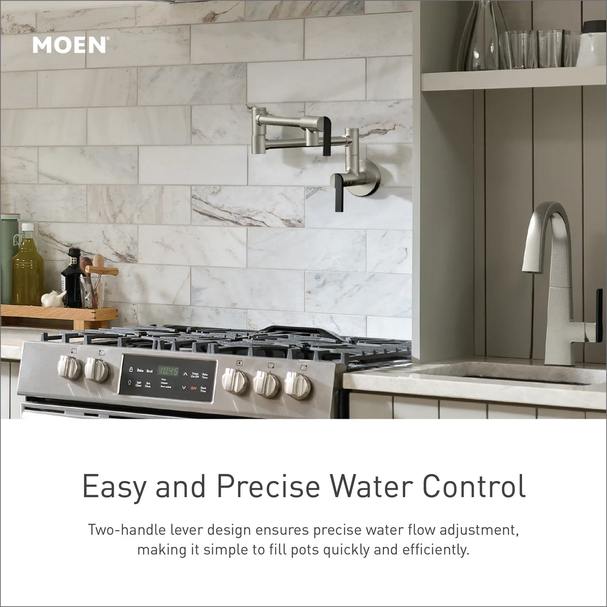 Moen Modern Single-Handle Pot Filler Kitchen Faucet S665 in Brushed Gold (S665BG) - view 12
