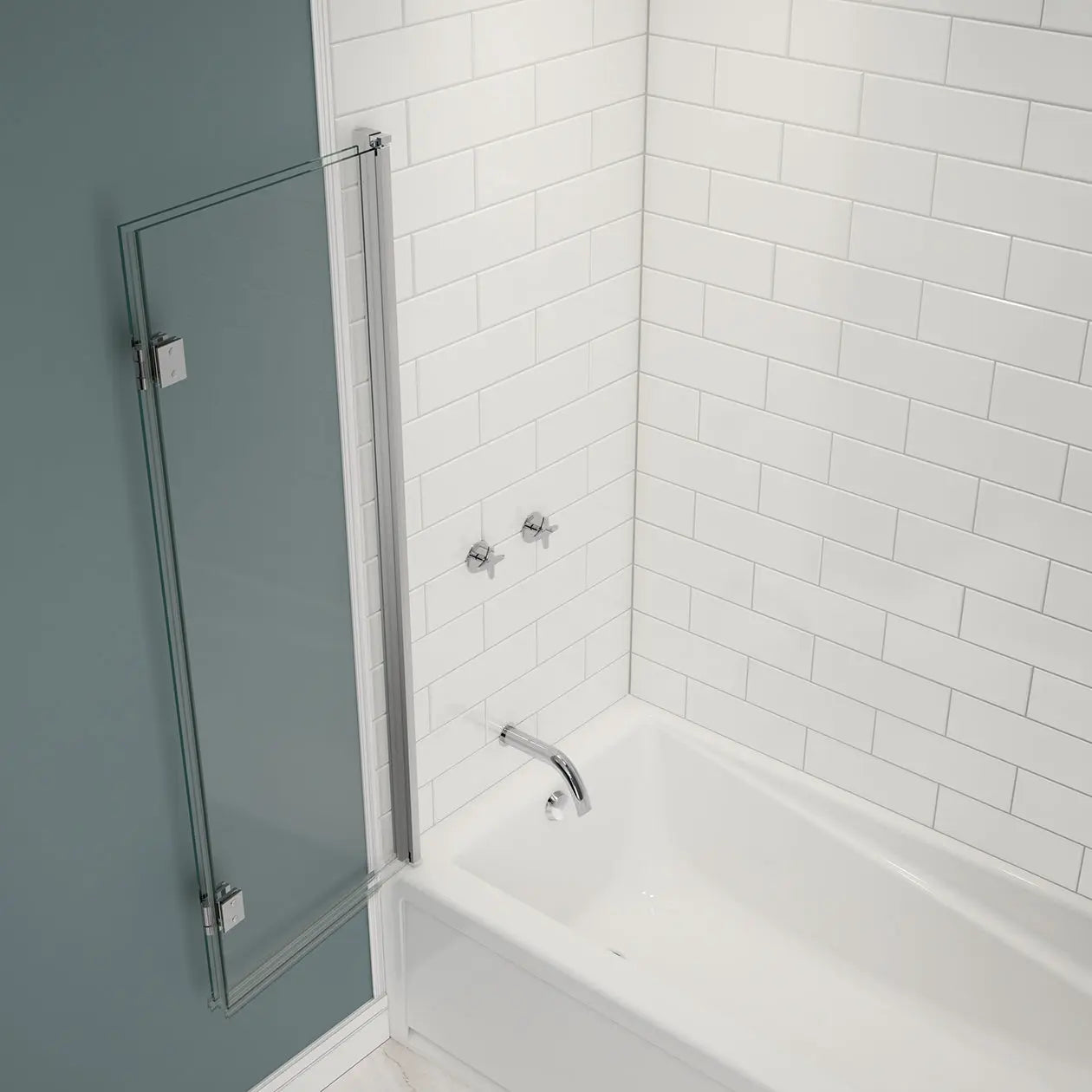 Edge Access 42 x 56 in. 6 mm Pivot Tub Screen for Alcove Installation with Clear glass in Chrome - Plumbing Market