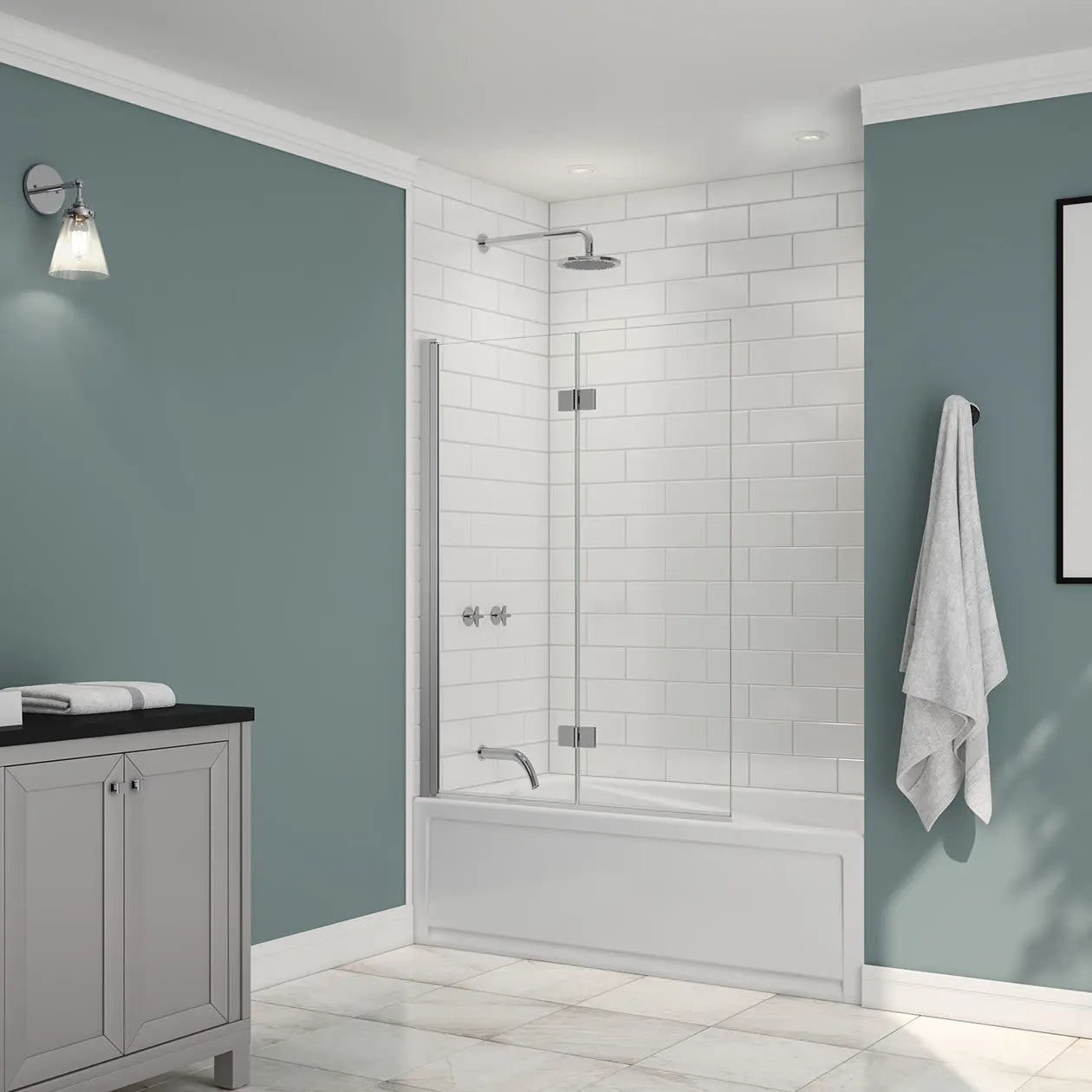 Edge Access 42 x 56 in. 6 mm Pivot Tub Screen for Alcove Installation with Clear glass in Chrome - Plumbing Market