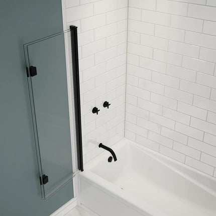 Edge Access 42 x 56 in. 6 mm Pivot Tub Screen for Alcove Installation with Clear glass in Matte Black - Plumbing Market