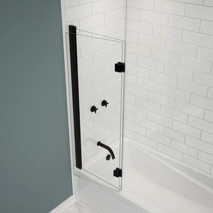 Edge Access 42 x 56 in. 6 mm Pivot Tub Screen for Alcove Installation with Clear glass in Matte Black - Plumbing Market