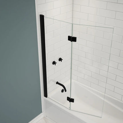 Edge Access 42 x 56 in. 6 mm Pivot Tub Screen for Alcove Installation with Clear glass in Matte Black - Plumbing Market
