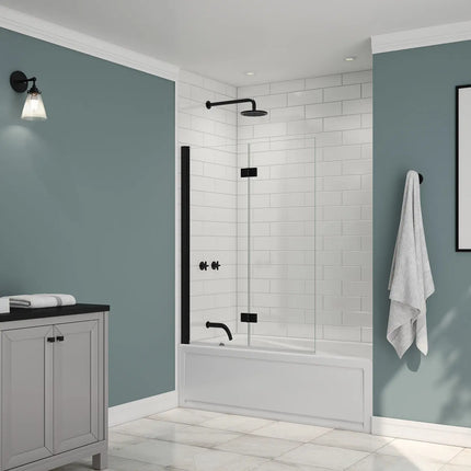 Edge Access 42 x 56 in. 6 mm Pivot Tub Screen for Alcove Installation with Clear glass in Matte Black - Plumbing Market