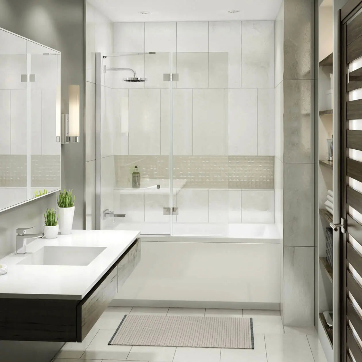 Edge Duo 42 x 58 in. 8 mm Pivot Tub Screen for Alcove Installation with Clear glass in Chrome - Plumbing Market