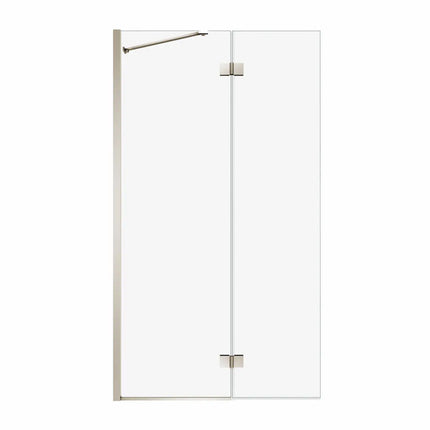 Edge Duo 42 x 75 in. 8 mm Pivot Shower Screen for Alcove Installation with Clear glass in Brushed Nickel - Plumbing Market